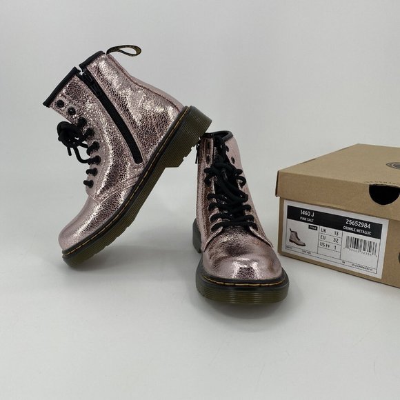 Dr. Martens Other - Dr Martens Girls Combat Boots 1460 J Pink Salt Crinkle Metallic Size US 1 EU 32